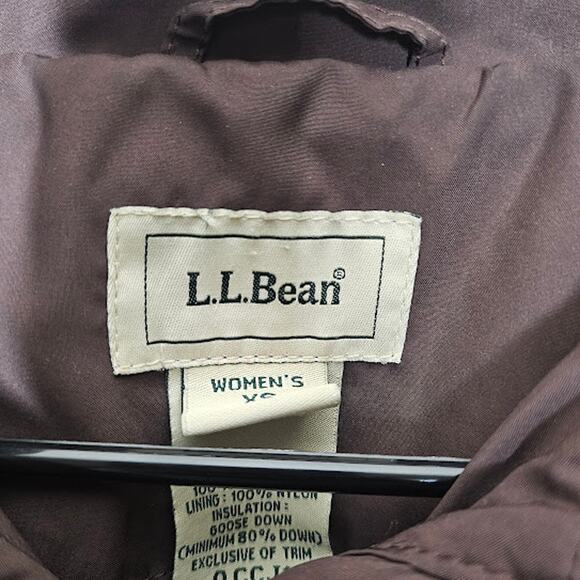 LL BEAN brown puffer jacket goose down insulated Women's size xs - Picture 2 of 4